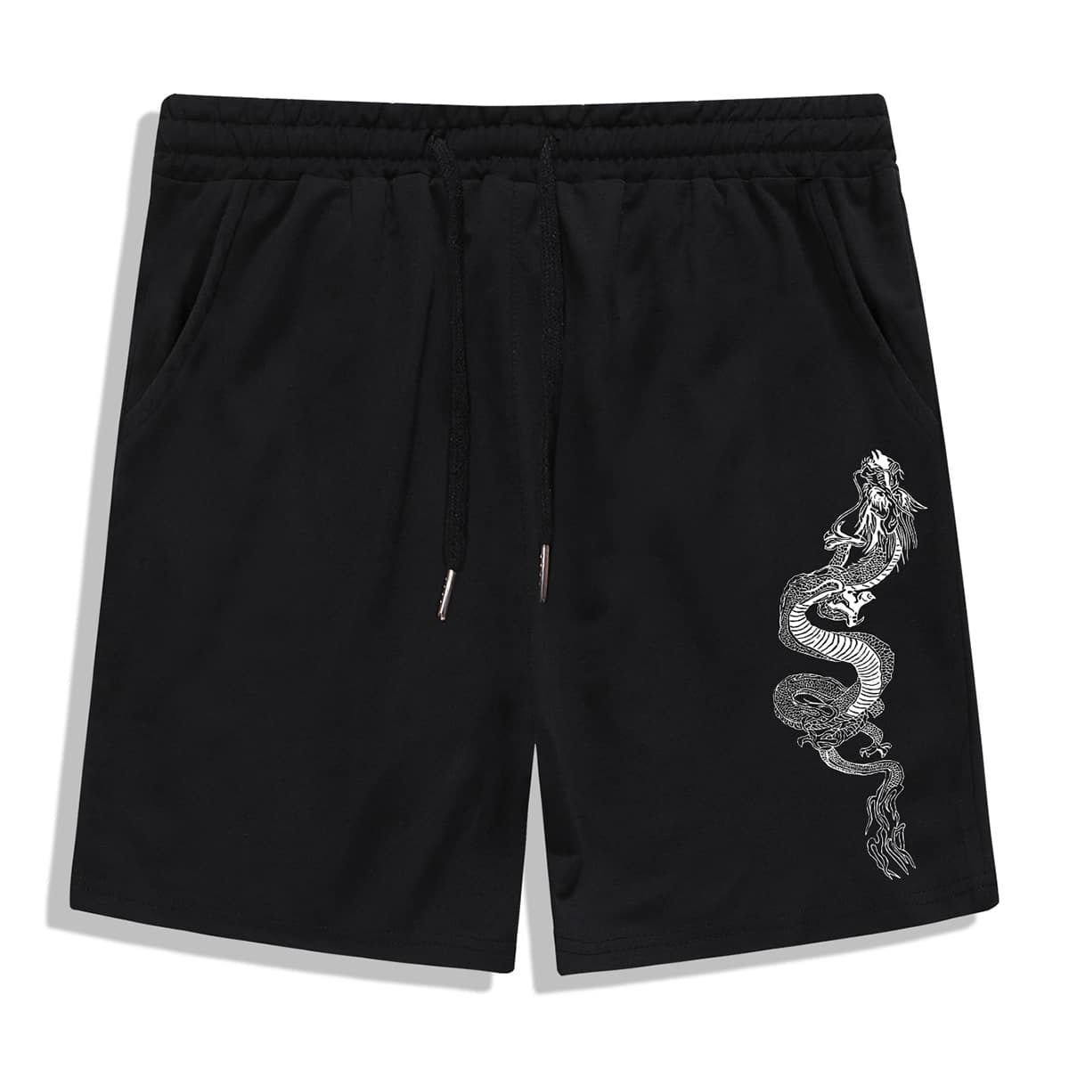 

Guys Chinese Dragon Print Shorts, Black