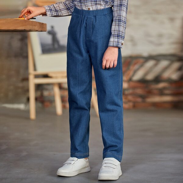 

Boys Elastic Waist Straight Leg Pants, Blue