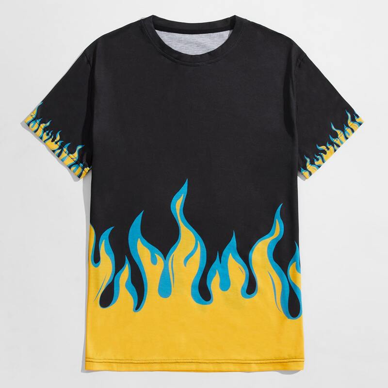 

Guys Fire Pattern Tee, Black