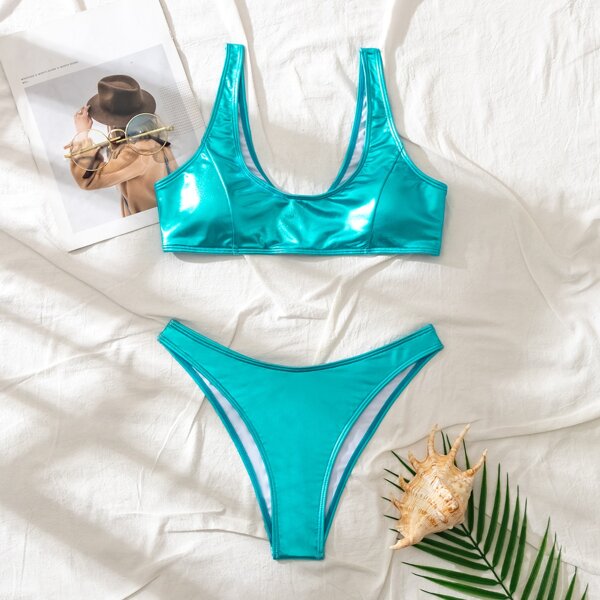 

Metallic Bikini Swimsuit, Blue