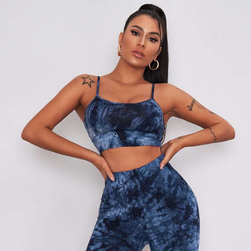 Tie Dye Crop Cami Top, Dusty blue