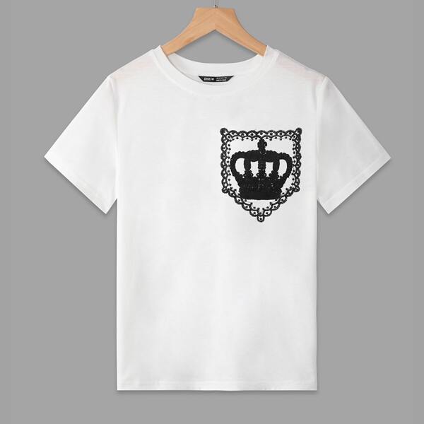 

Crown Print Short Sleeve Tee, White