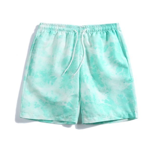 

Men Tie Dye Drawstring Waist Shorts, Mint green