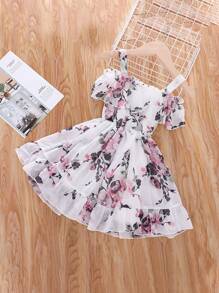 SHEIN Vestido bajo con fruncido con estampado floral - Multicolor - Ver 2