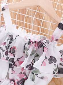 SHEIN Vestido bajo con fruncido con estampado floral - Multicolor - Ver 3