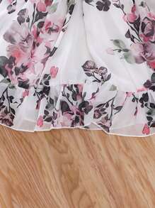 SHEIN Vestido bajo con fruncido con estampado floral - Multicolor - Ver 4