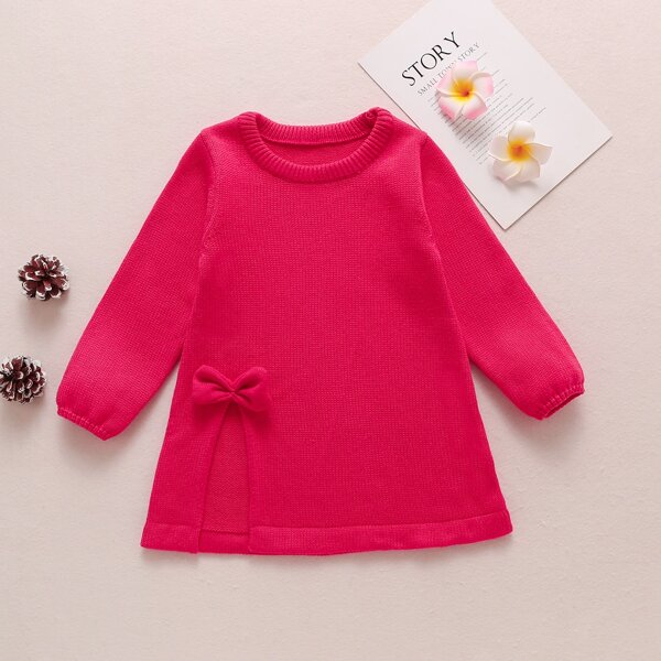 

Toddler Girls Bow Front Sweater, Hot pink