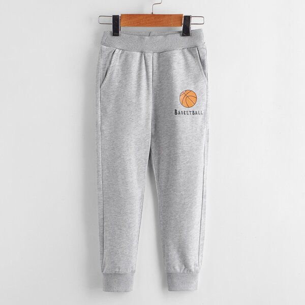 

Toddler Boys Letter & Ball Print Joggers, Light grey