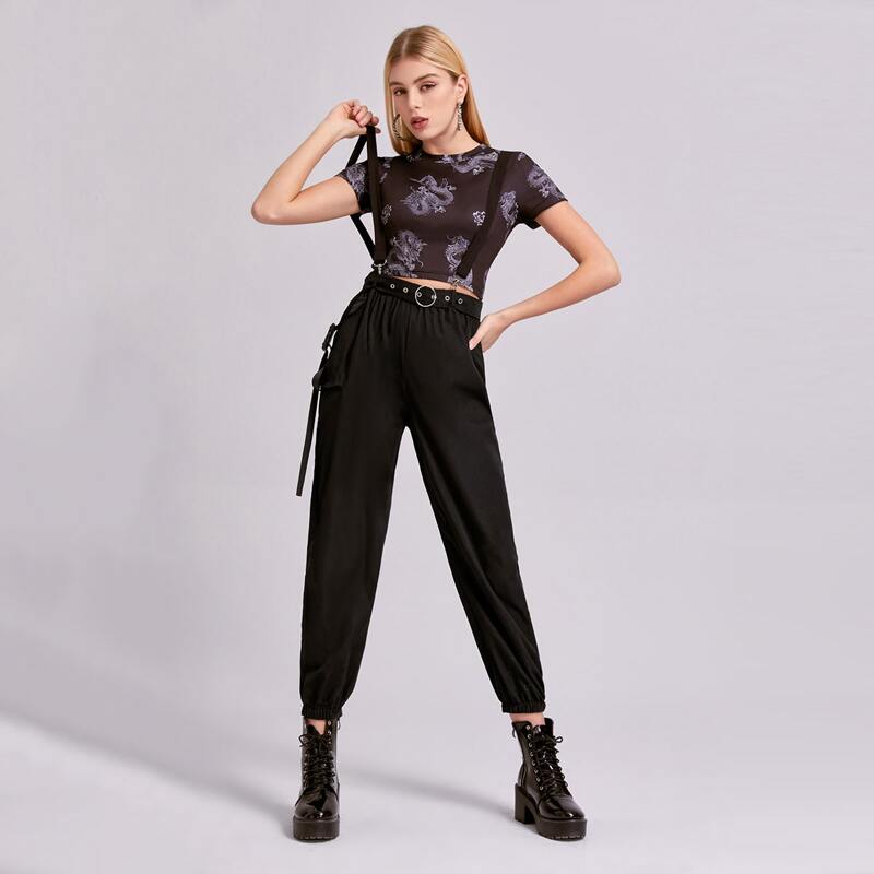 

Solid Overall Jumpsuit, Black