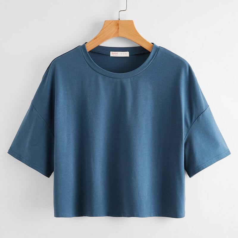 

Solid Crop Tee, Dusty blue