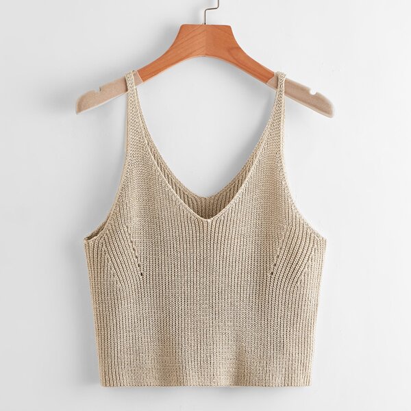 

Solid Cami Knit Top, Khaki