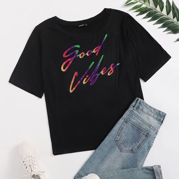 

Plus Letter Graphic Short Sleeve Tee, Black