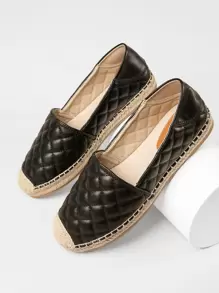 SHUZIA Quilted Faux Leather Espadrille Flats