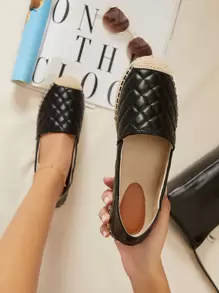 SHUZIA Quilted Faux Leather Espadrille Flats