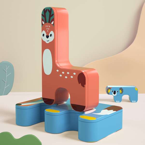 

15шт детская игрушка-блоки в форме животных, Многоцветный