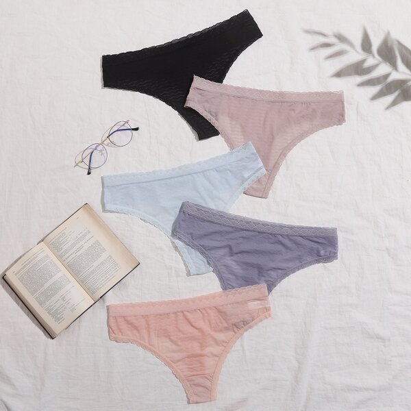 

5pack Lace Trim Panty Set, Multicolor