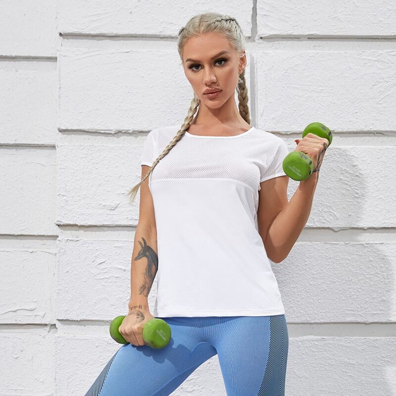 

Breathable Solid Sports Tee, White