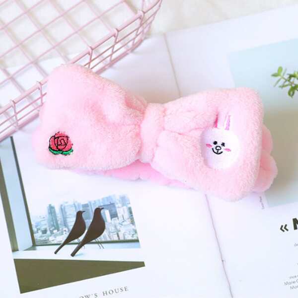 

Повязка на голову для ванны с мультипликационной вышивкой, Розовые