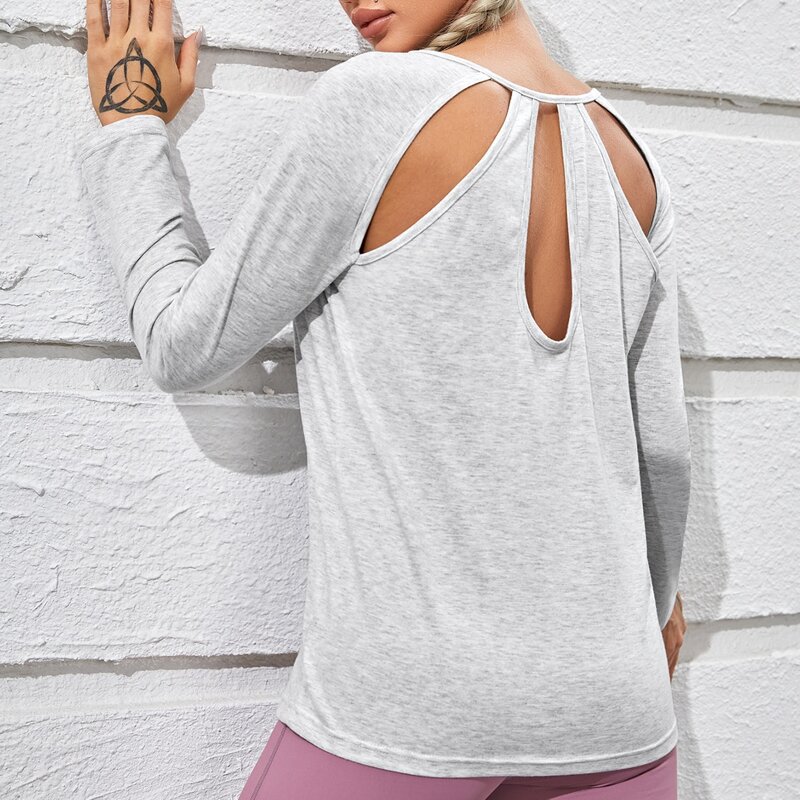 

Cut Out Raglan Sleeve Sports Tee, Light grey