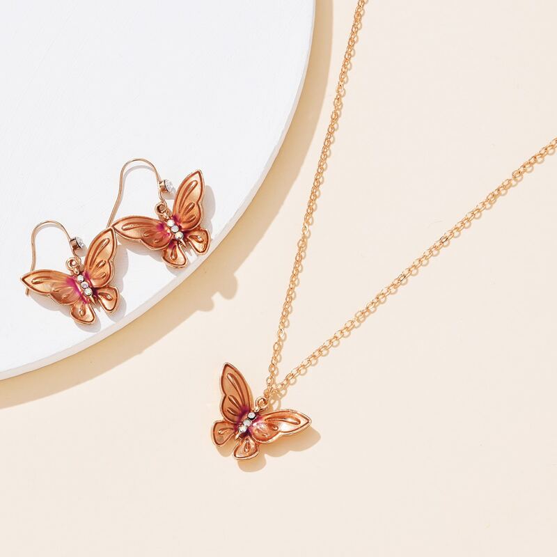 

3pcs Butterfly Jewelry Set, Gold