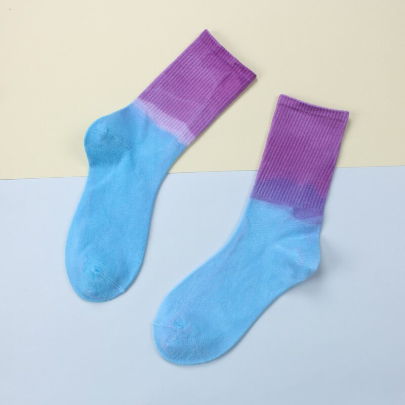 

1pair Tie Dye Crew Socks, Blue