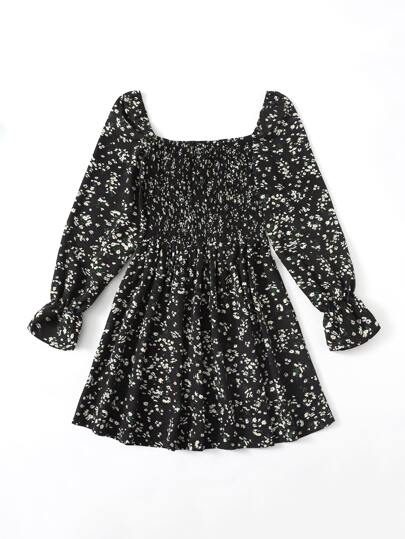 Ditsy Floral Shirred Dress