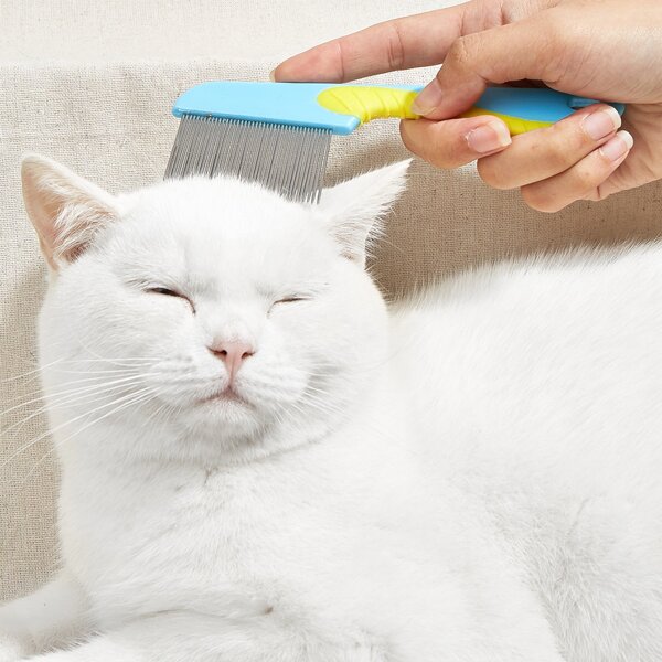 

Color Block Stainless Steel Pet Hair Comb, Blue