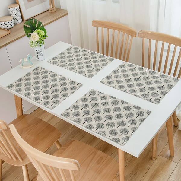

1pc Tree Print Placemat, Multicolor