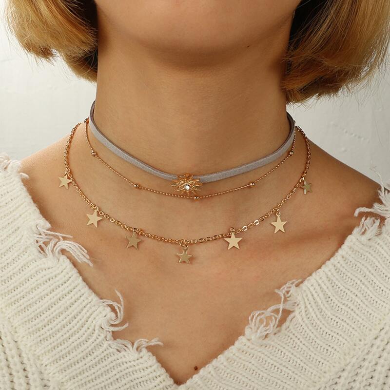 

3pcs Rhinestone Star Choker, Multicolor