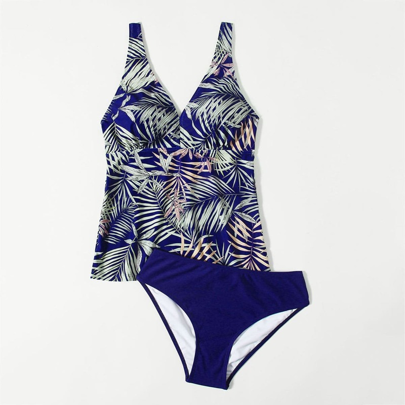 

Palm Leaf Print Bikini Swimsuit, Multicolor