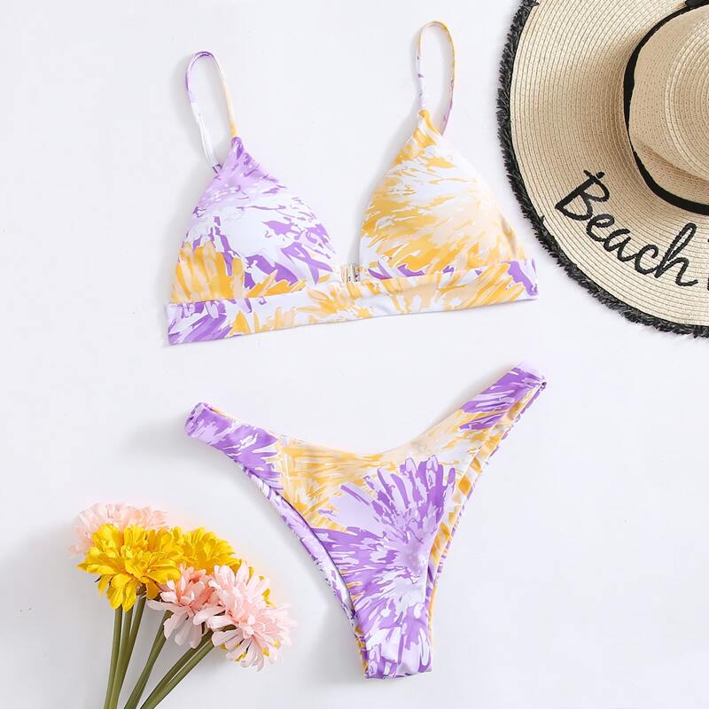

Tie Dye High Cut Bikini Swimsuit, Multicolor