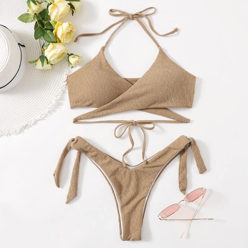 

Wrap High Cut Bikini Swimsuit, Khaki
