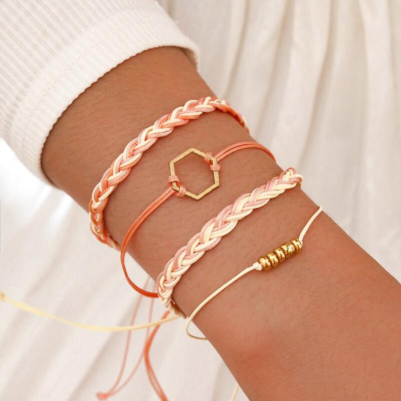 

4pcs Geo Detail Bracelet, Multicolor