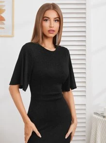 Modelyn Contrast Lace Peekaboo Back Mermaid Dress - Black - View 5