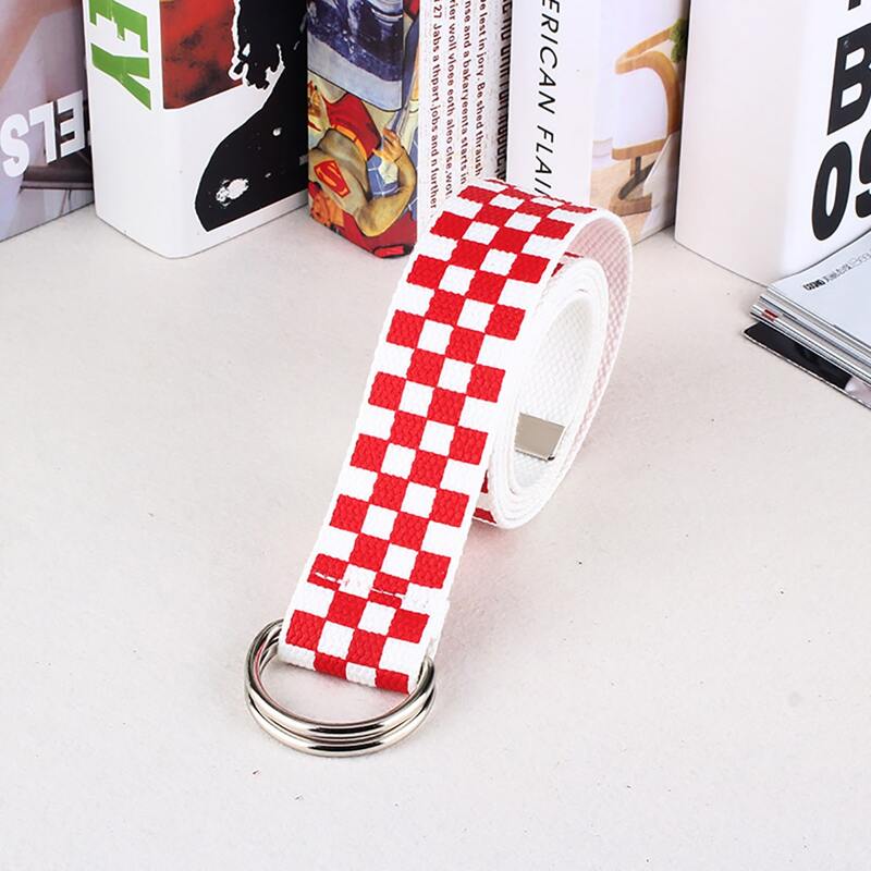 

Checkered Tape Belt, Red and white