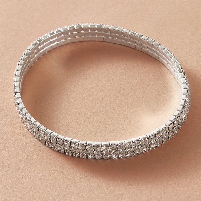 

1pc Rhinestone Anklet, Silver