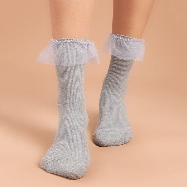 

Plain Crew Socks, Grey