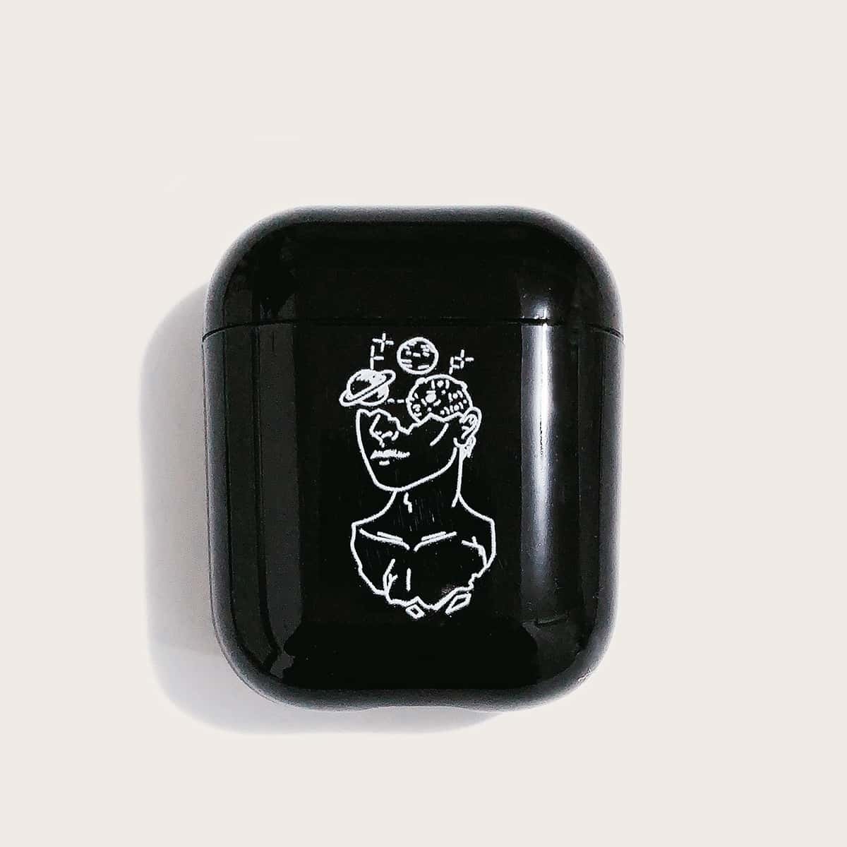 

Planet Pattern Airpods Case, Black