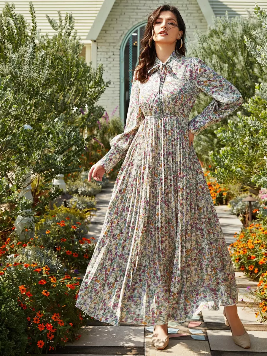 Mulvari Đầm Xếp li Hoa Boho - Nhiều màu - Xem 1