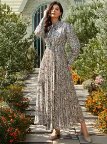 Mulvari Đầm Xếp li Hoa Boho - Nhiều màu - Xem 3