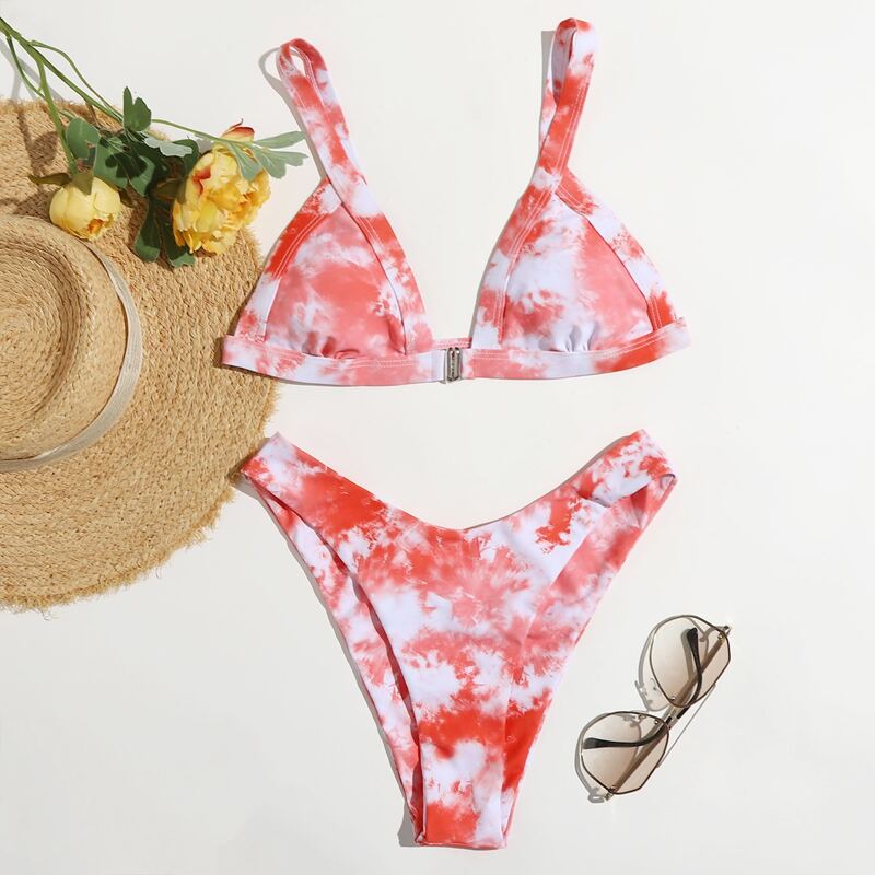 

Tie Dye High Cut Bikini Swimsuit, Multicolor