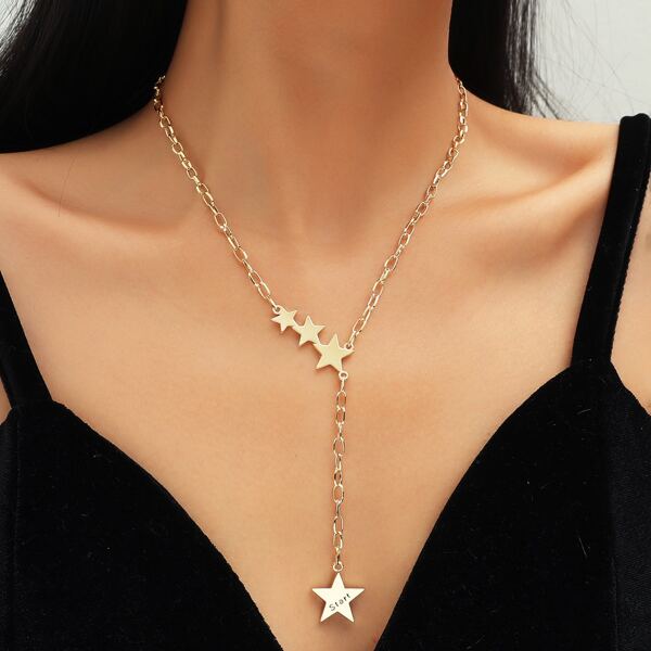 

Star Charm Y Lariat Necklace, Gold