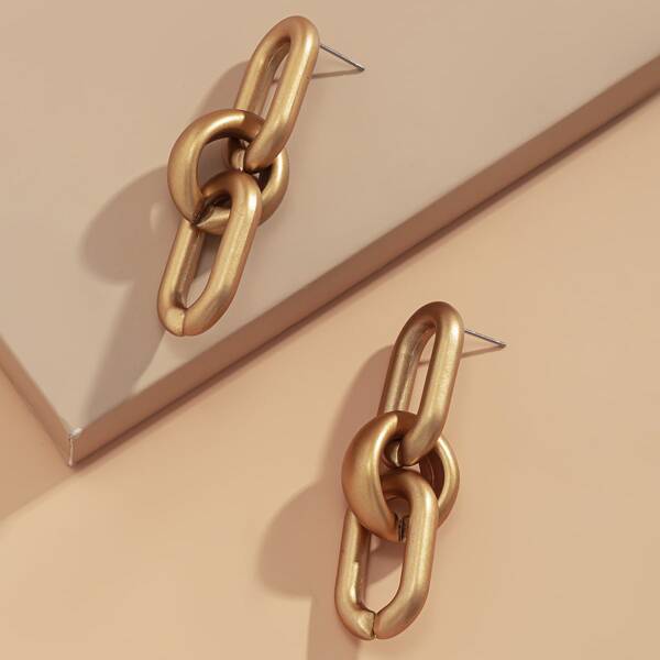 

Chain Design Drop Earrings, Gold