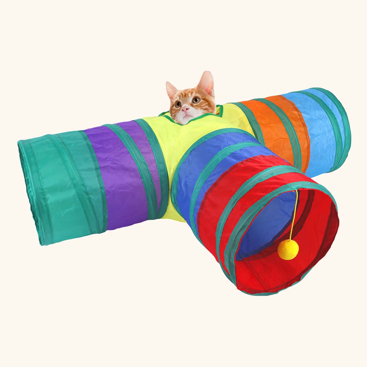 

Color Block 3 Way Cat Tunnel Toy, Multicolor