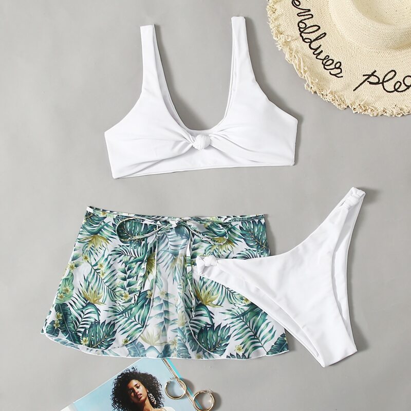

3pack Tropical Knot Bikini Swimsuit, Multicolor