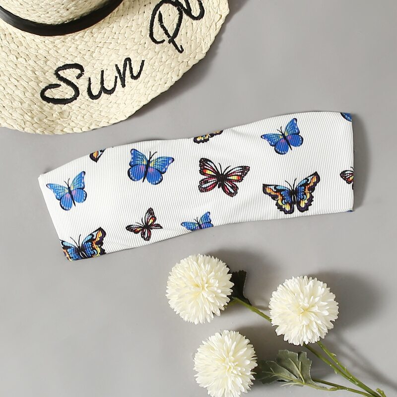 

Butterfly Print Bikini Top, Multicolor
