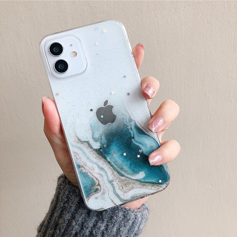 

Glitter Marble Pattern iPhone Case, Clear