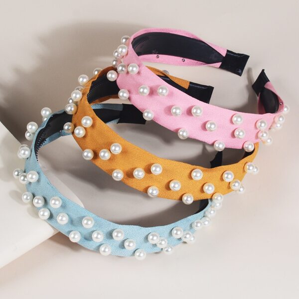 

3pcs Toddler Girls Faux Pearl Hair Hoop, Multicolor