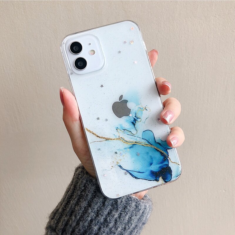 

Glitter Marble Pattern iPhone Case, Clear