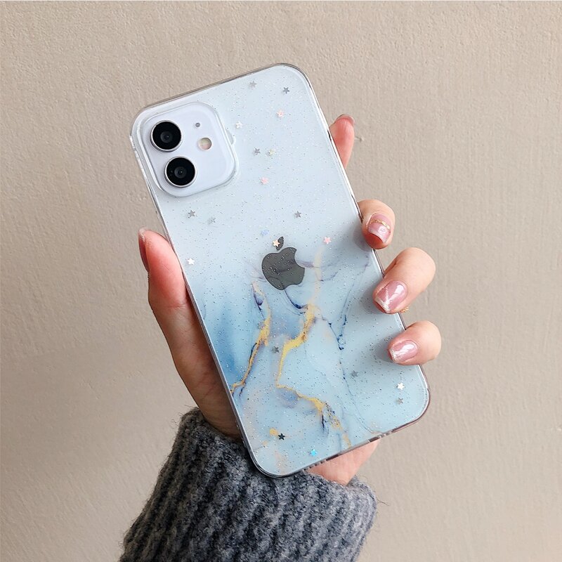 

Glitter Marble Pattern iPhone Case, Clear